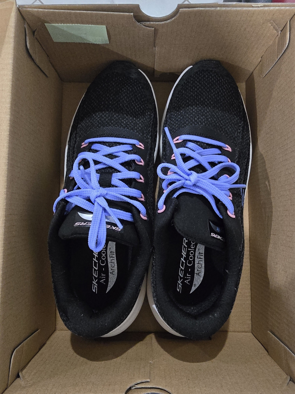 Skechers Women's Black Sneakers with Lavender Laces